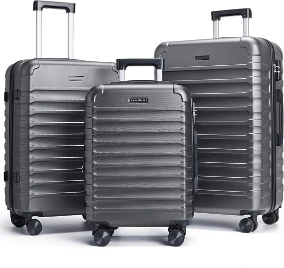 LIGHT FLIGHT Luggage Sets 3 Pcs Suitcase with Wheels,20"/24"/28",Gray