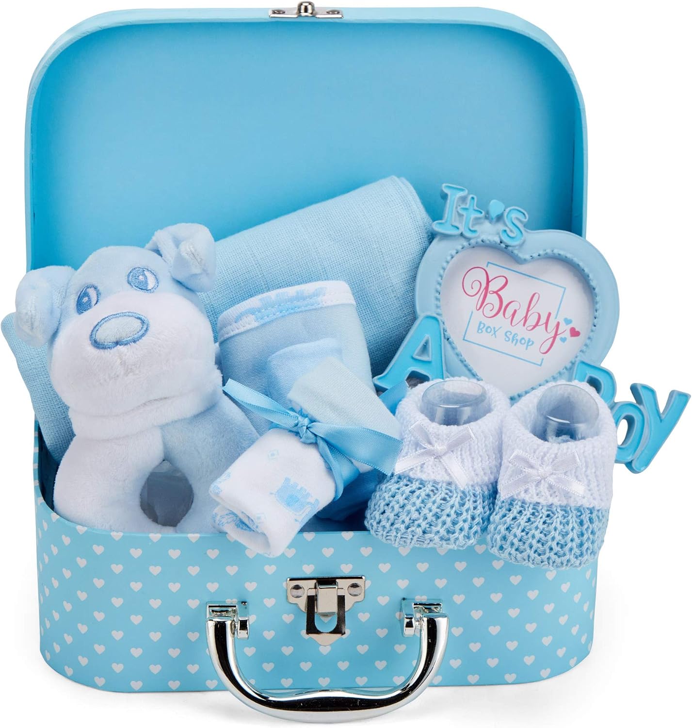 Baby Gift with Basic Baby Equipment Including Blanket Bodysuit Pyjamas Bib Made of Cotton and Mittens