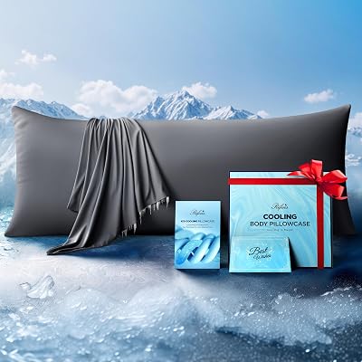 Ice Cooling Body Pillowcase for Hot Sleepers, Stay Cool All Night, Silky Touch Long Body Pillow Cases with Invisible Zipper, Soft Breathable Body Pillow Cover, Gift for Men Women - 20x54, Dark Gray