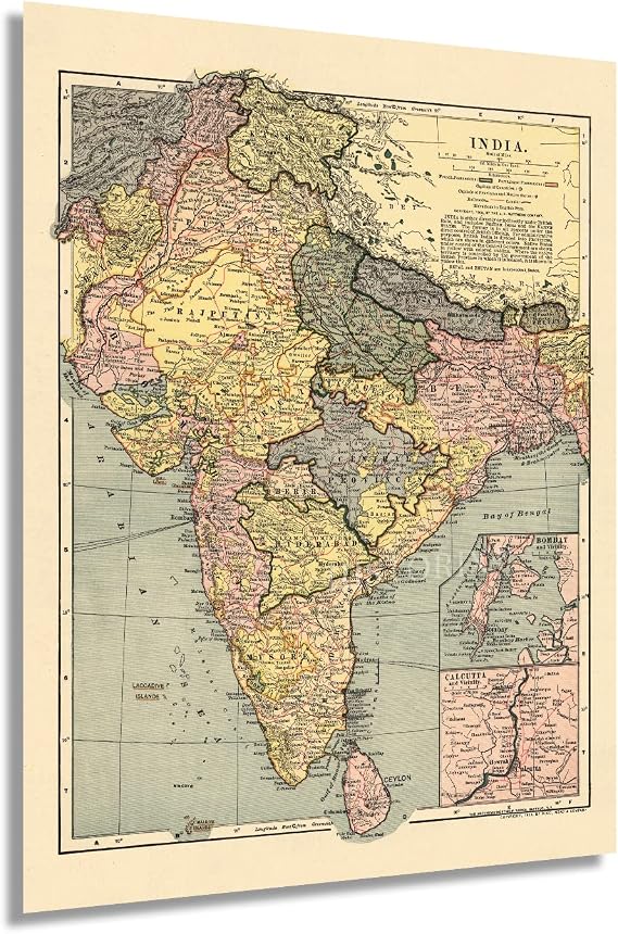 HISTORIX 1903 India Map - 18x24 Wall Art