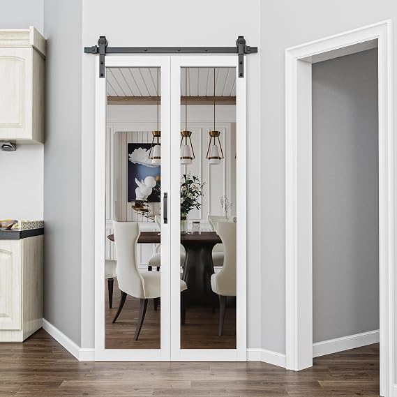 36"x84" Full Mirror Bi-Fold Barn Door and Hardware Included, Pre-Assembled