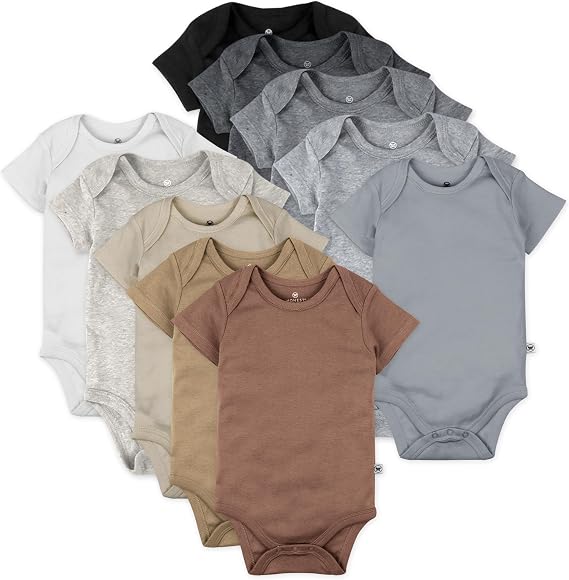 HonestBaby Unisex Baby 10-Pack Organic Cotton Short Sleeve Bodysuits T-Shirt