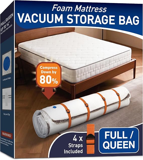 Mattress Vacuum Storage Bag for Memory Foam, Latex and Hybrid Mattress