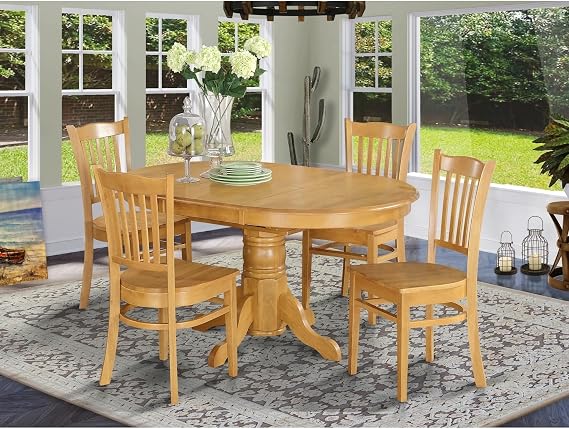 HomeStock Oval Dinette Table Set - Kitchen Dining Room Table with Chairs - Cottage Style Furniture