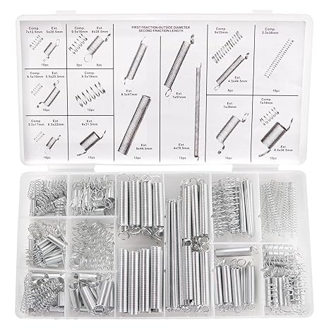 YIXISI 200 PCS 20 Sizes Spring Assortment Set, Tension Springs Assorted, Small Compression and Extension Springs Set Box, for Tools and Devices, Hand Tools, Automotive, Spare Parts
