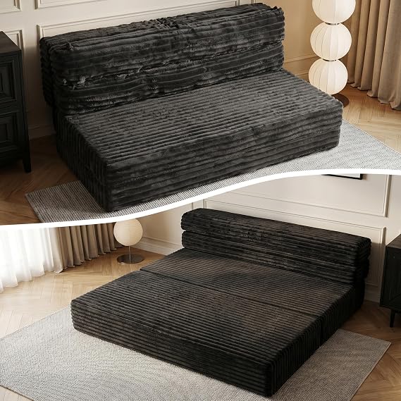Folding Mattress, 3-in-1 Convertible Sofa Bed Floor Couch Sleeper Chair Full Size Foldable Mattress for Living Room, Guest Room