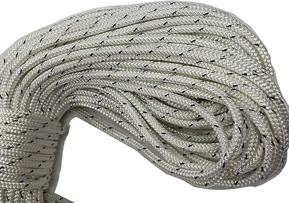 Double Braid Polyester Rope 1/4 Inch by 200 Feet White Black
