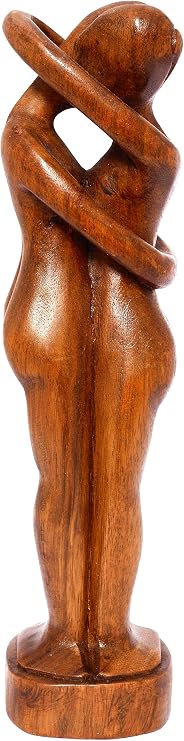 G6 Collection Hand-Carved Wooden Everlasting Love Couple Sculpture, 12 inch