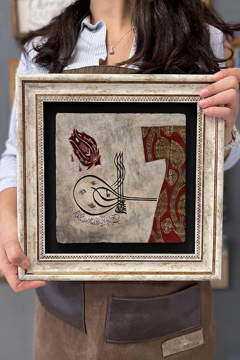 Oscar Stone Decor Çerçeveli Tablo Taş Duvar Dekoru 30 X 30 Cm Osmanlı Kaftan Ve Hat Sanatı Cdd3030-126