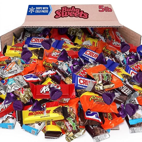 Bulk Chocolate Candy Variety Mix - 5 Pound Assorted Individually Wrapped Chocolate Candies for Parties, Office Candy Bowls, Pinata Fillers, Treats - Approx 250 Pieces