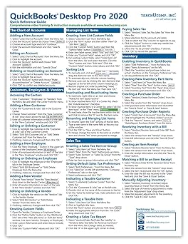 QuickBooks Desktop Pro 2020 Quick Reference Training Card - Laminated Tutorial Guide Cheat Sheet (Instructions and Tips)