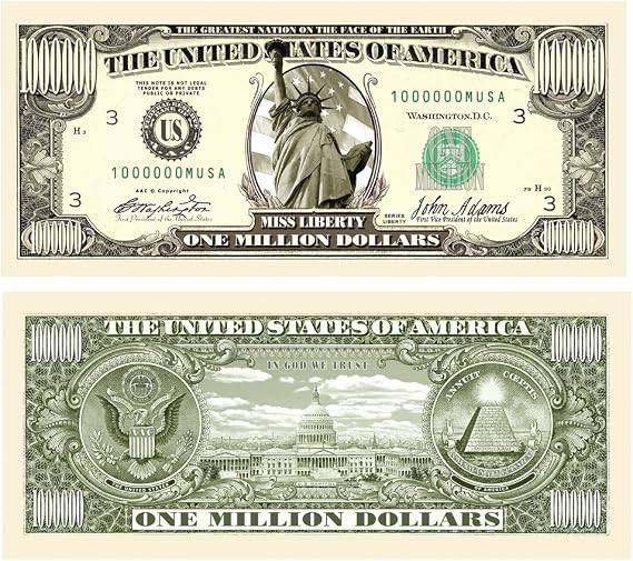 American Art Classics Wholesale Pack of of 500 - Traditional Million Dollar Bills