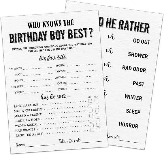 GREOXG Who Knows The Birthday Best Card, 5x7 Inches Minimalist Party Card, Entertainment Creative Games for Friends Classmates, Double-Sided, Party Supplies and Decorations-A02