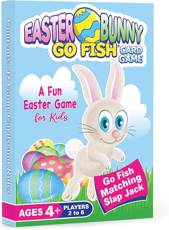 Arizona GameCo Easter Bunny Go Fish Card Game for Kids Ages 4-8, 3-in-1 Easter Card Games for Kids in One Deck with Go Fish, Old Maid & Slap Jack, Easter Basket Stuffer, Easter Gifts for Kids