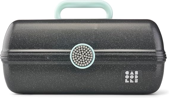Caboodles On-The-Go Girl Makeup Box, Black Sparkle, Show Girl Collection, Hard Plastic Makeup Organizer Box, Built-In Mirror, Secure Latch for Safe Travel, Spacious Storage for Large Items