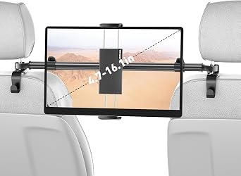 Tryone Car Tablet Holder Mount for iPad: Headrest Tablet Stand for Car Back Seat Compatible with iPad Pro Air Mini | Galaxy Tab | Kindle Fire HD | Switch OLED or Other 4.7-16.1 Devices