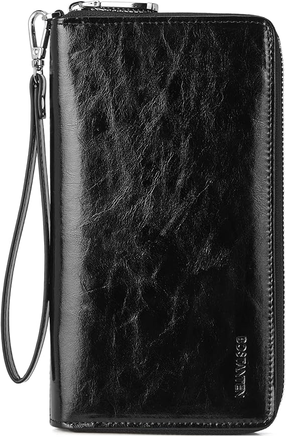 BOSTANTEN Leather Wallets for Women RFID Blocking Zip Around Clutch Purse