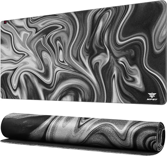 NPET N110 Extended Big Mouse Pad Large, XXL Gaming Mouse Pad Desk Pad, 35x17 inch Long Computer Keyboard Mouse Mat Mousepad with 3mm Non-Slip Base and Stitched Edge for Home Office Work, Black