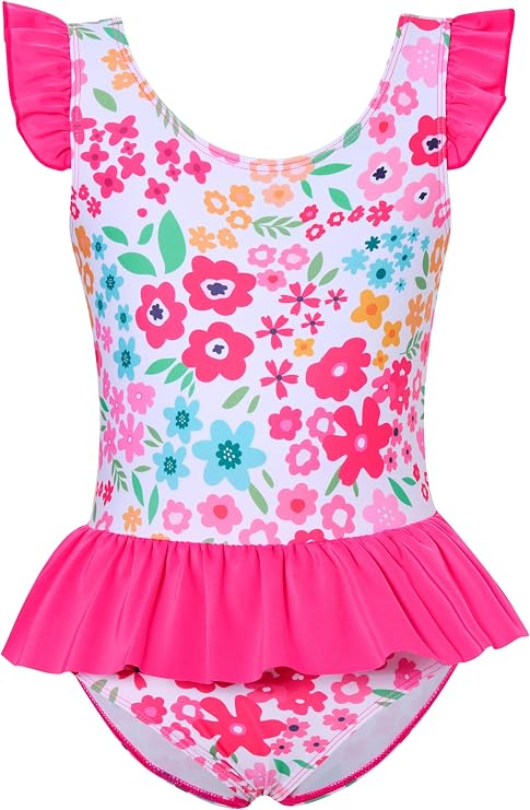 Toddler Girls One Piece Ruffle Swimsuit Mermaid Bathing Suit 2-7Y