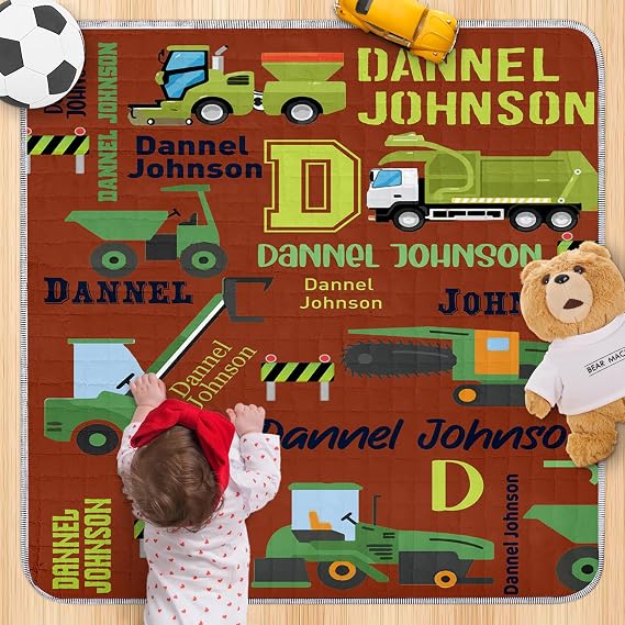 Personalized Baby Playmat with Name - Personalized Baby Playmat - Dark Brown Washable Baby Play Mat Portable Playmat for Babies, Foldable Toddler Playpen Mat Non-Slip Baby Mat(43"x 43")