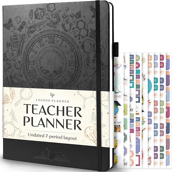 Legend Teacher Planner, Undated Weekly & Monthly Lesson Plans, Black