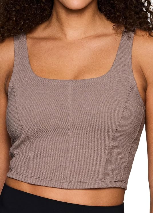 RBX Women's Workout Tank Top with Built-in Bra, Quick Drying Low Impact Racerback Sports Bra Cropped Bra Top for Matching Set