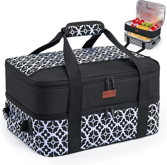 BAGSPRITE Double-Layer Insulated Casserole Carrier for 9" x 13" Baking Dish