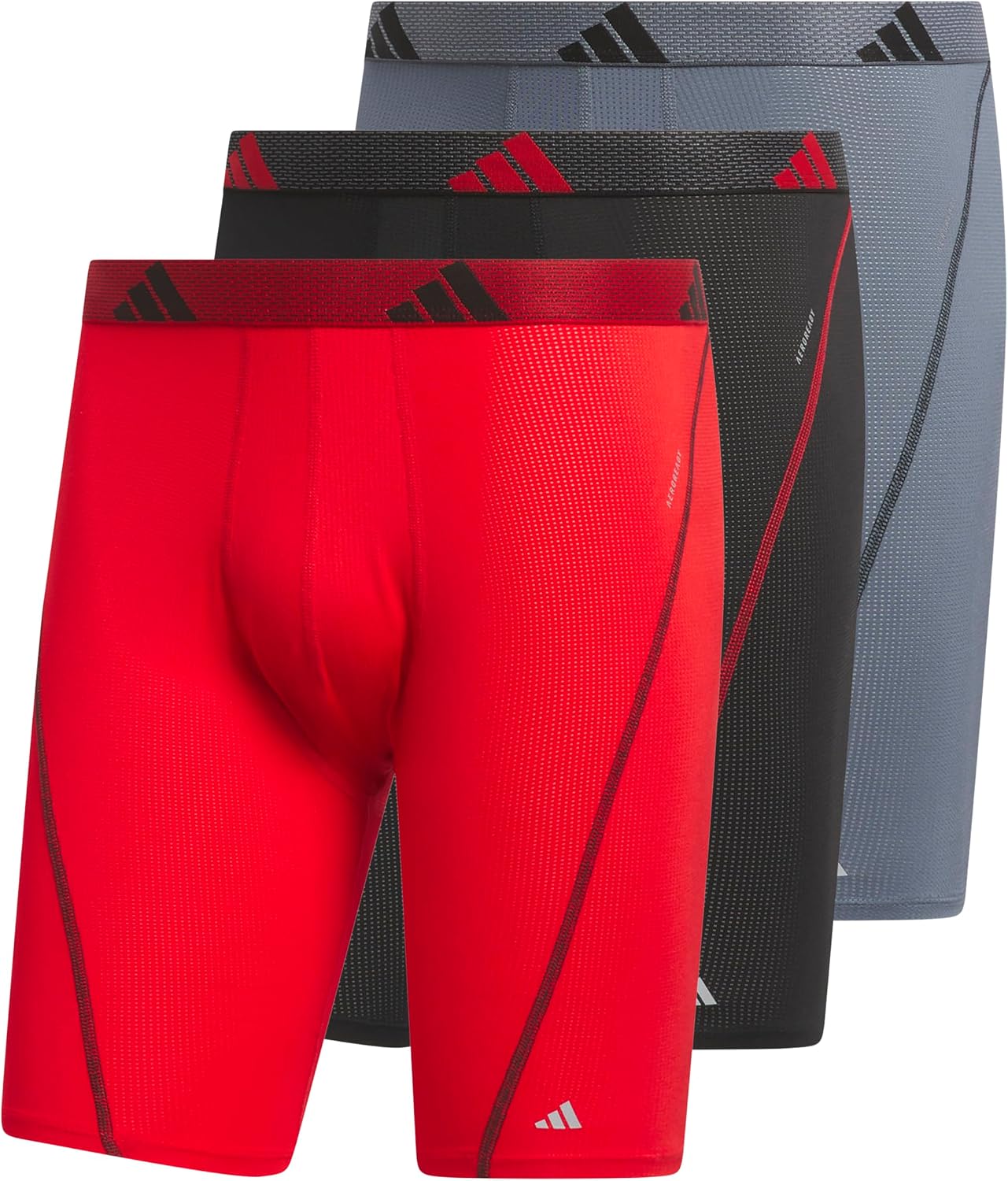 adidas Mens Performance Mesh Long Boxer Brief Underwear 3-Pack, for Active Sport and All Day Comfort