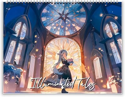 2026 Anime Illuminated Tales Wall Calendar by Kaleidoscope Artisan Enchanting Anime Art with Holidays Classic Mid-Fold, Large 11x17