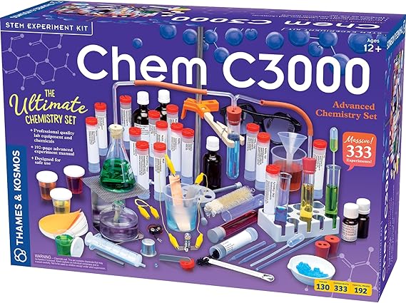 Thames & Kosmos 640132 Chem C3000, Chemistry Set, Includes Components From The Thames and Kosmos C2000 Plus Dozens of Additional Tools and Chemicals, 333 Experiments, 103 Pieces, Experiment Kit, 12+