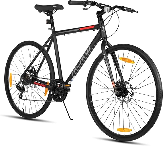 HH HILAND 700C Road Hybrid Bike, 7 speeds Bikes Urban City Commuter Bicycle with Disc Brake for Men Women Adult Comfortable Bicycle