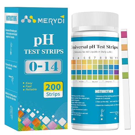 pH Test Strips 0-14, 200 Universal Strips for Fast, Accurate pH Testing | Universal Litmus Paper for Liquid, Water, Pools, Kombucha & Soap Making