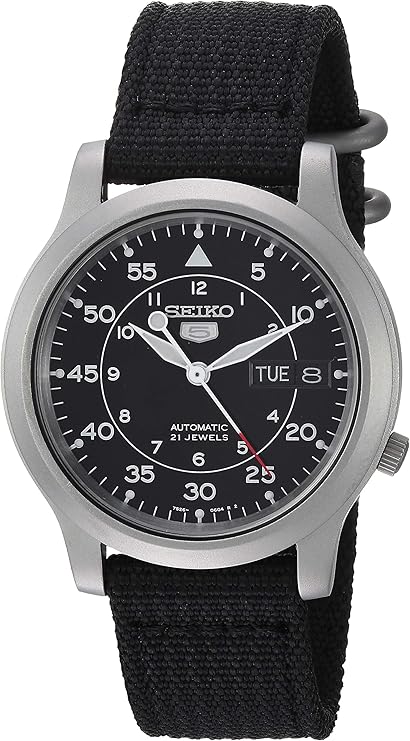 Seiko Men's SNK809 "Seiko 5" Automatic Watch with Black Canvas Strap