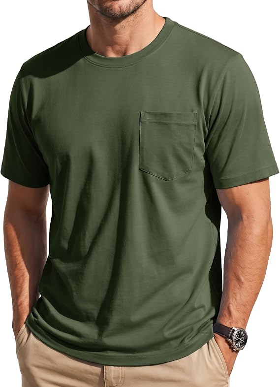 MAGNIVIT Men's Pocket T-Shirt Short Sleeve Cotton Casual Tee