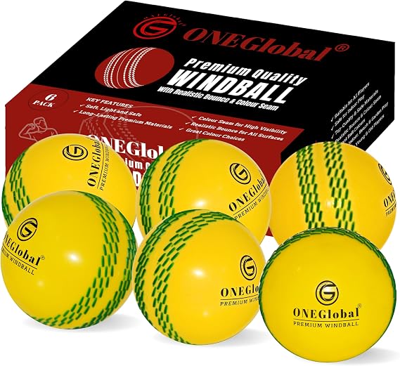Premium Windball Soft Cricket Ball | Durable & Safe, Colour Seam, True Bounce & Swing | Wind Ball for Outdoor & Indoor Practice, Coaching, Garden & Beach Games