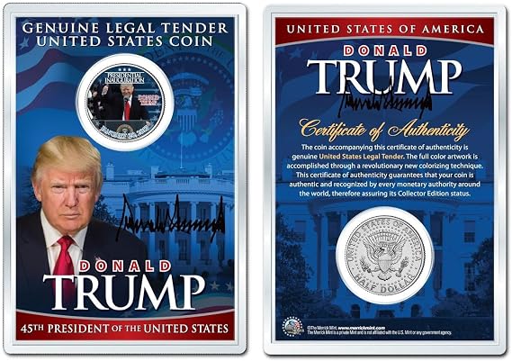 Donald J. Trump 1-20-2017 Inauguration JFK Half Dollar Coin in Premium Holder