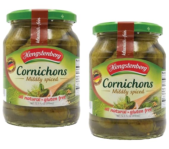 Hengstenberg Cornichons Mildly Spiced Pickles 12.5 oz. (Pack of 2)
