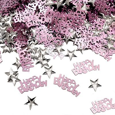 Purple Happy Birthday Confetti 240 Pieces  Silver Star 350 Pieces Decoration Table Decoration Birthday Table Confetti