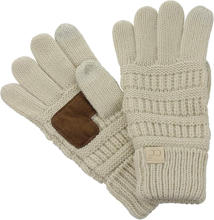 C.C. Kids' Children's Cable Knit Warm Anti-Slip Touchscreen Texting Gloves