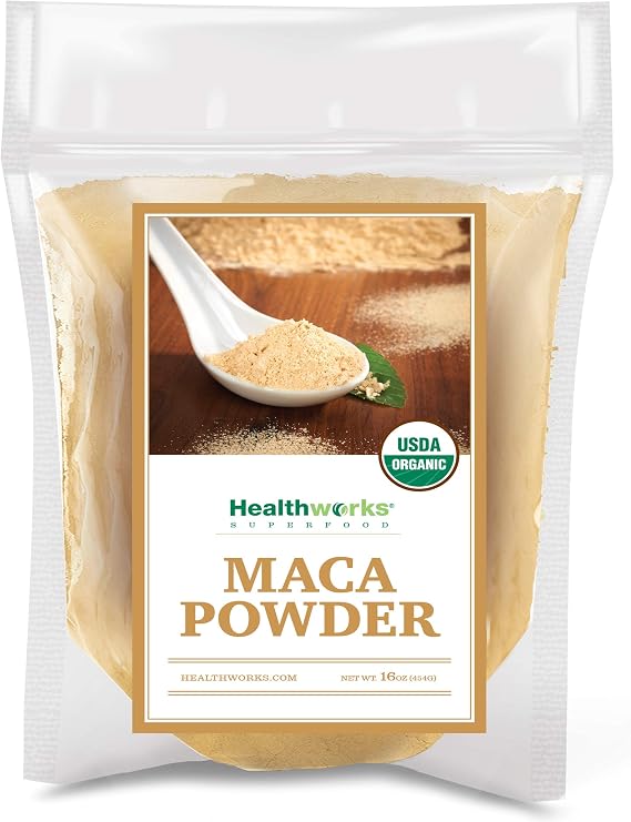 Healthworks Superfoods Organic Maca Powder 1 lb Raw Peruvian Vegan Non-GMO