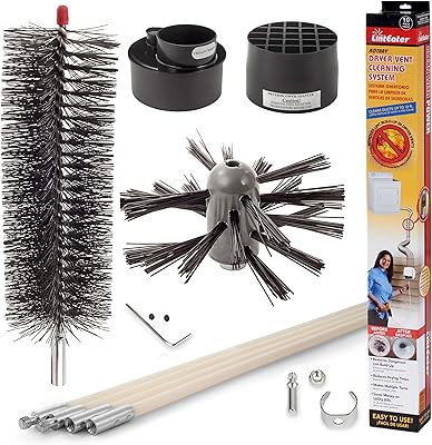 Dryer Vent Duct Cleaning Kit - Gardus RLE202 LintEater Rotary Dryer Vent Cleaner Kit, Removes Lint, Dryer Vent Cleaning System Extends Up to 12 with 4 Flexible 3 Rods, Air Duct Cleaning Tools