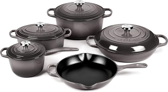Le Creuset Signature Cast Iron Cookware Set - 9 Piece (Oyster)