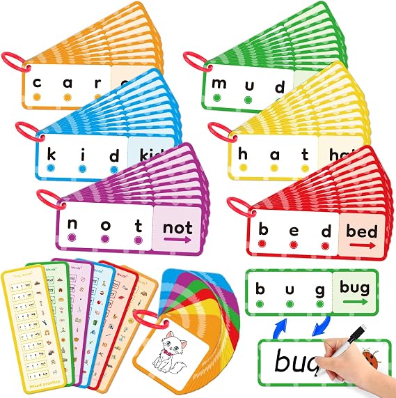 CVC Word Games, Phonics Games Flash Cards, Speech Therapy Toys for Toddlers & Kids, Learn to Read & Spell, Preschool & Kindergarten Learning Activities, Educational Toy
