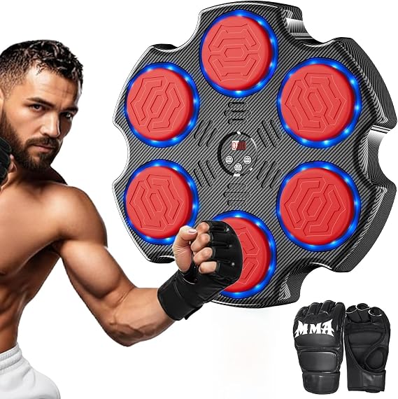 Music Boxing Machine, Boxing Wall Mount Machine for Kids Adult, Smart Boxing Traineing Machine with Boxing Gloves