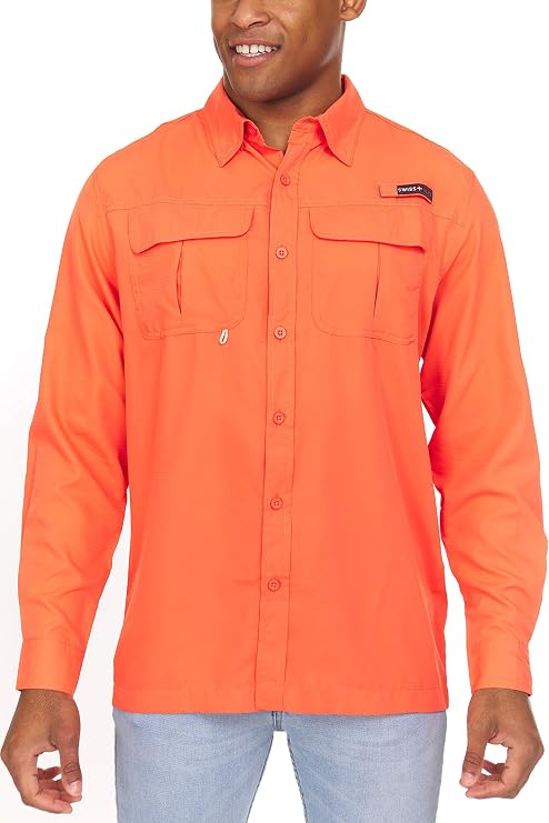 Swiss Alps Mens Long Sleeve Fishing Shirt