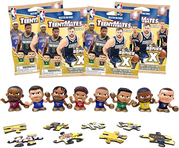 Teenymates Party Animal 2024 NBA Series (X) 10 Basketball Figures Gift Set Party Bundle, Lot of 4 Mystery Packs