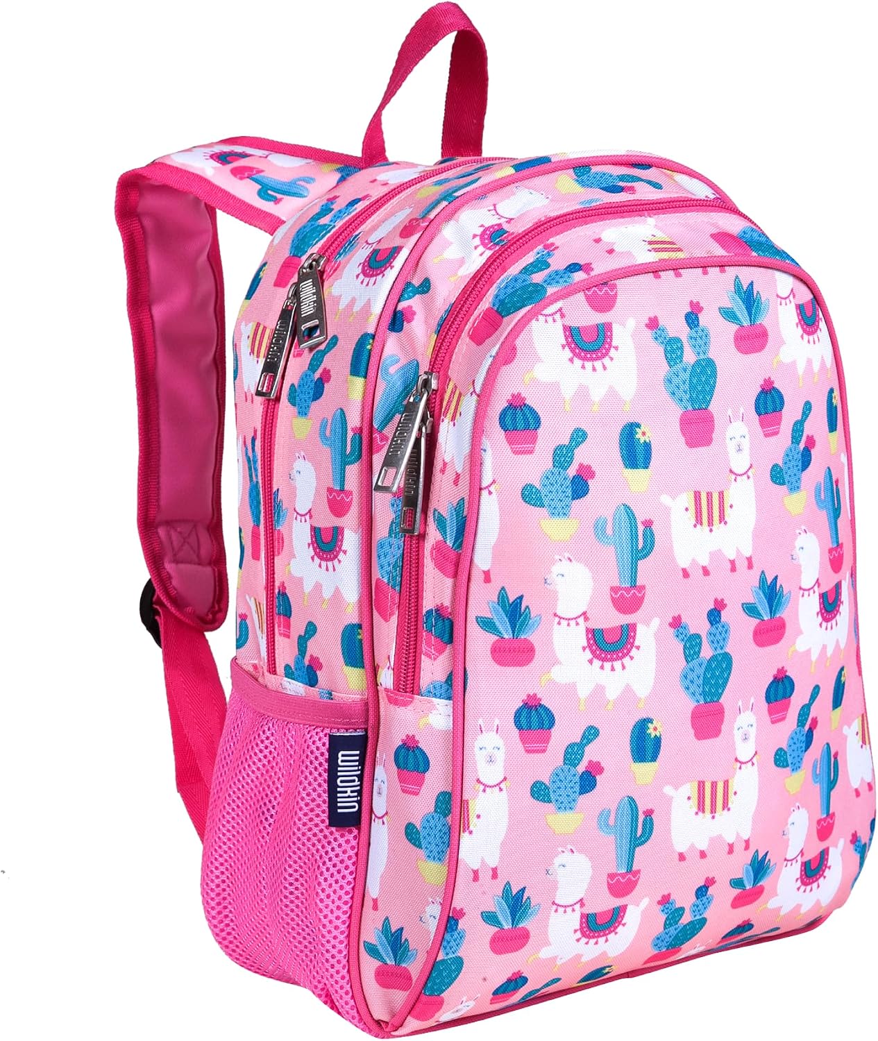 Wildkin 15-inch Kids Backpack – Durable, Padded, Adjustable for School & Travel - Llamas and Cactus