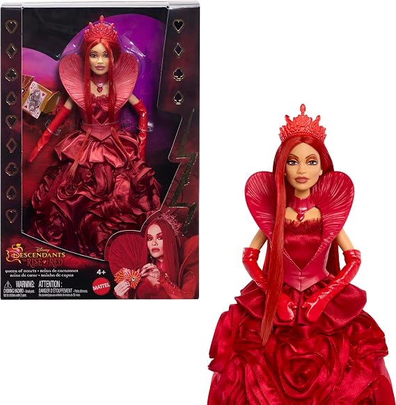Mattel Disney Descendants: The Rise of Red Queen of Hearts Fashion Doll with Movie-Inspired Royal Gown & Accessories, Includes Doll Stand