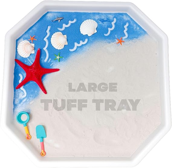 Textured TUFF Tray for Kids Sensory Play [Large 35.4" White] Toddler Sensory Bin for Sand and Water, Sensory Tray, Sandbox Indoor and Outdoor