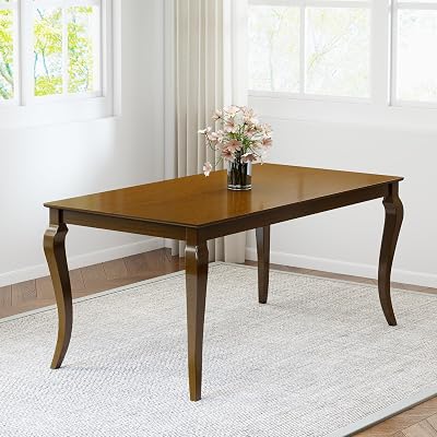 60 Farmhouse Dining Table for 4-6 People, Rectangular Desk Table with Wooden Top and Legs for Open KitchenRestaurantOffice, BrownTable Only